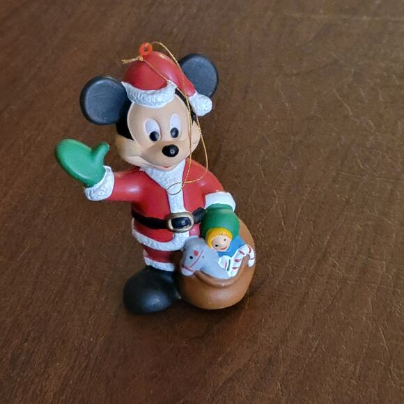 Vintage Walt Disney Co. Mickey Mouse Santa Plastic Christmas Ornament 4" - Picture 1 of 11